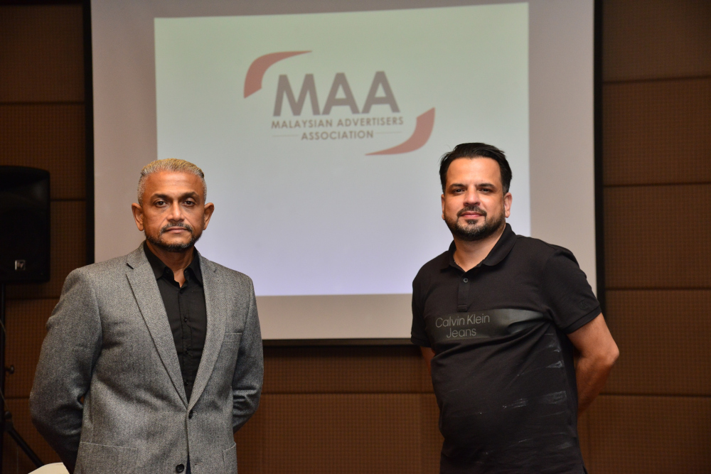 Malaysian Advertisers Association (MAA) has elected its previous vice-president Claudian Navin Stanislaus (left) as the new president for 2022-2024 term. With him is Javed Jafri, who replaces his spot. u00e2u20acu201d Picture courtesy of Malaysian Advertisers Associa