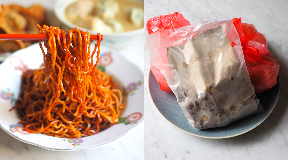 The noodles are springy and don't clump together even when they are cold (left). The packing for their takeaway is impeccable as they seal everything so there's no spillage or tampering (right).