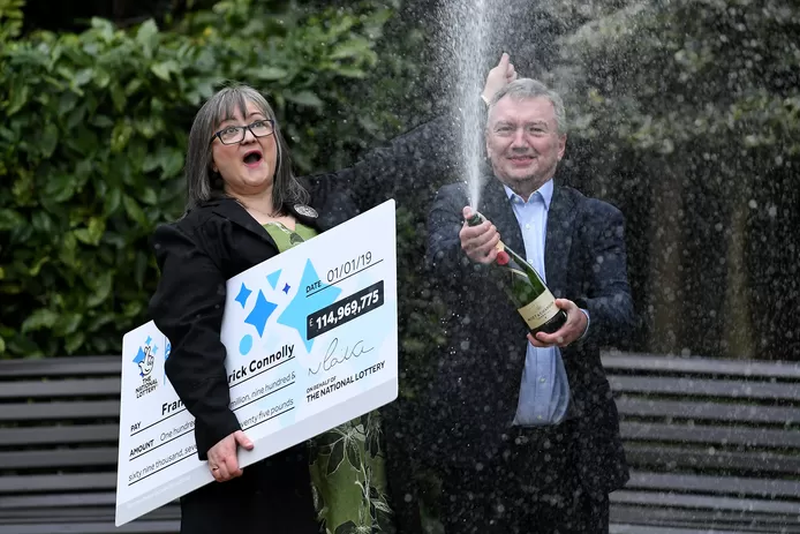 Frances (left) and Patrick Connolly celebrating their EuroMillions jackpot in 2019. u00e2u20acu201d Reuters pic