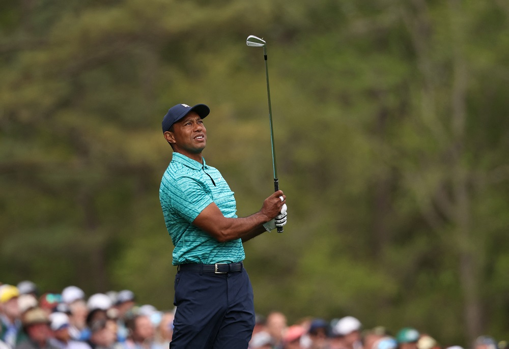 Tiger Woods of the US tees off on the 12th during the second round of the Augusta Masters, April 8, 2022. u00e2u20acu2022 Reuters pic