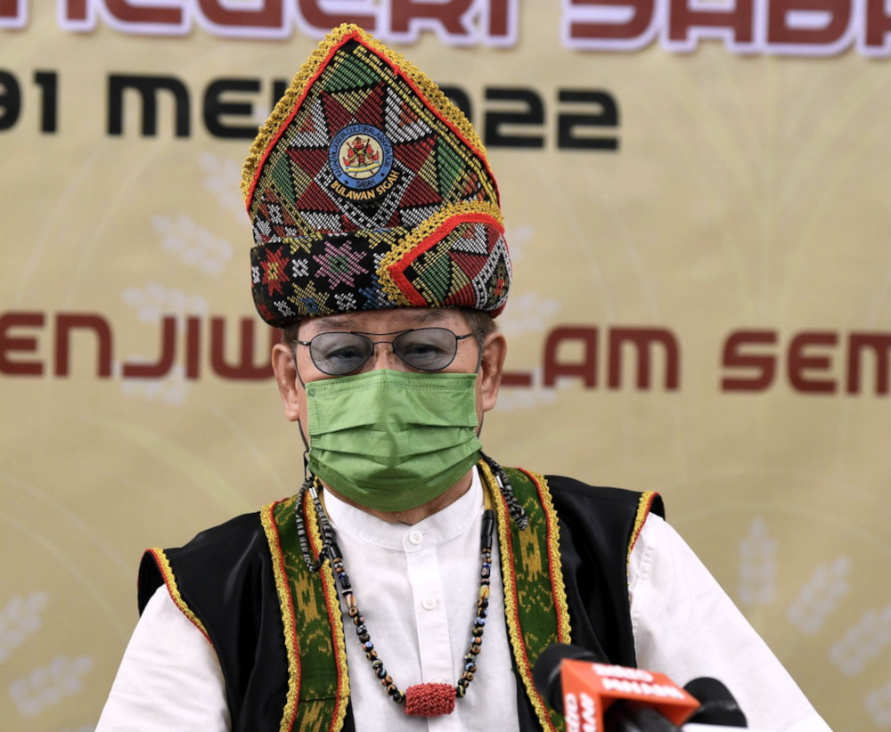 Sabah Deputy Chief Minister Datuk Seri Jeffrey Kitingan, who is also chairman of the Kaamatan Festival main committee during a press conference in Kota Kinabalu, April 28, 2022. u00e2u20acu201d Bernama pic 