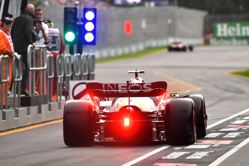Mercedes driver Lewis Hamilton leaves pit lane during the second practice session ahead of the 2022 Formula One Australian Grand Prix at the Albert Park Circuit in Melbourne, April 8, 2022. u00e2u20acu201d AFP pic 