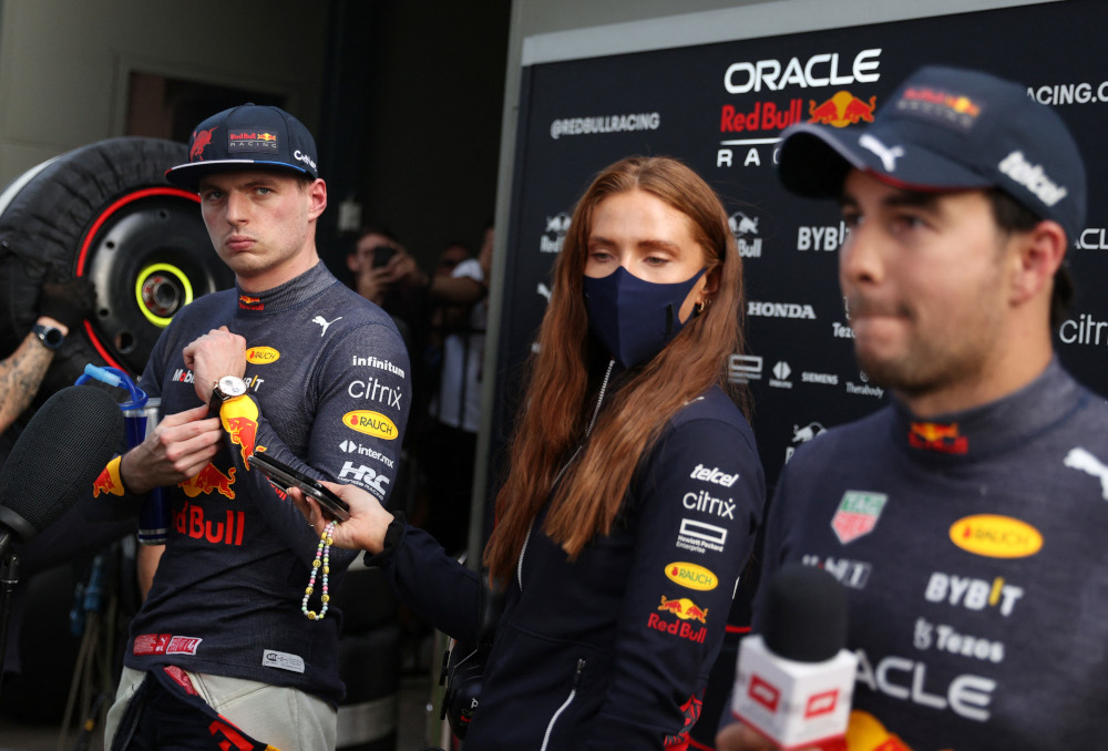 Red Bullu00e2u20acu2122s Max Verstappen with Sergio Perez after practice at Melbourne Grand Prix Circuit, Melbourne, Australia, April 7, 2022. u00e2u20acu201d Reuters pic