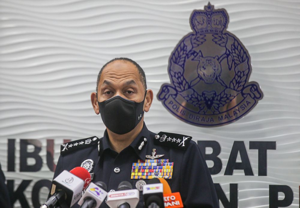 Perak police chief Datuk Mior Faridalathrash Wahid speaks to the press at the Perak police headquarters in Ipoh April 8, 2022. u00e2u20acu201d Picture by Farhan Najib