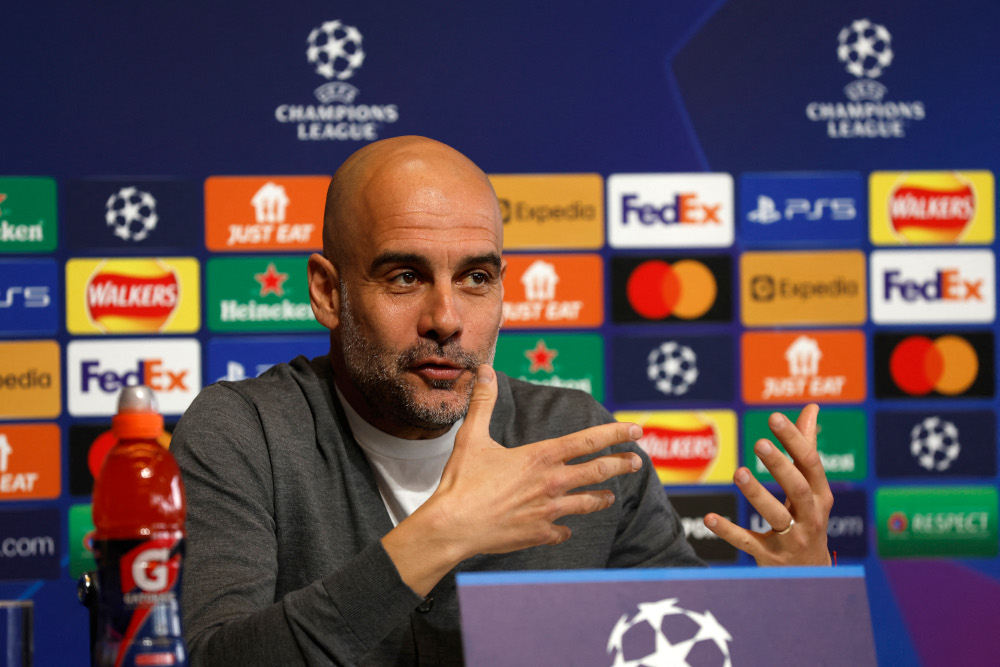Manchester City manager Pep Guardiola during the press conference at Etihad Campus, Manchester, Britain, April 25, 2022. u00e2u20acu201d Action Images via Reuters
