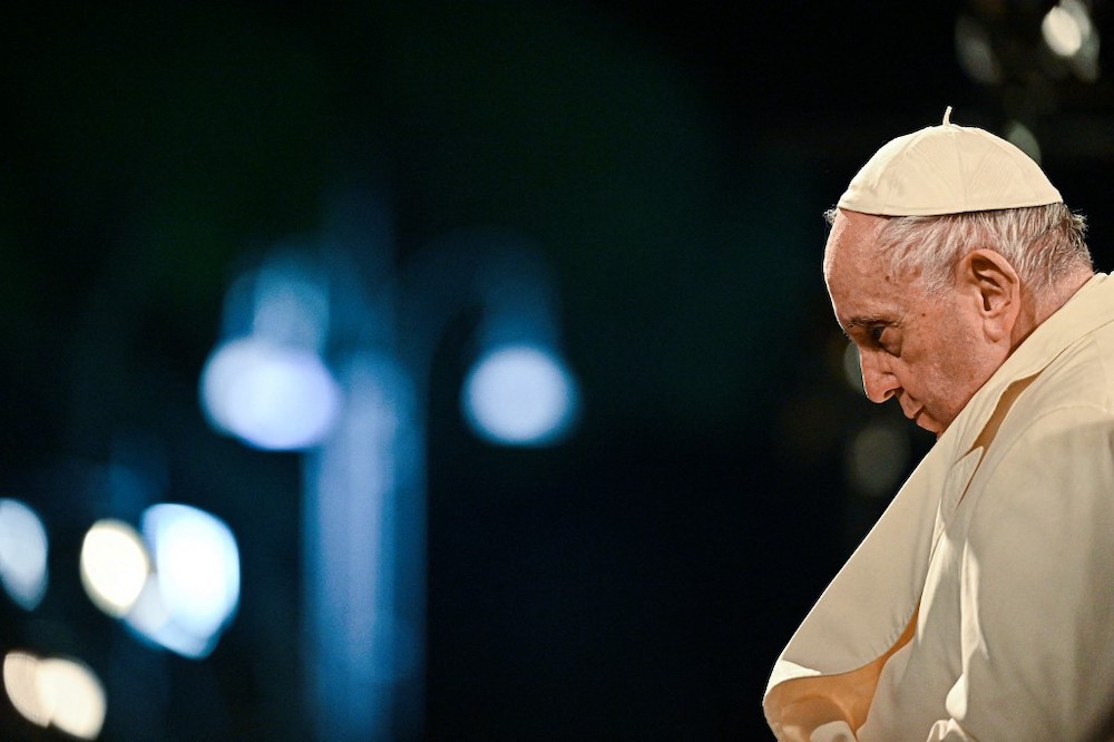 Pope Francis presides over the Way of The Cross on Good Friday, April 15, 2022 by the Colosseum monument in Rome. u00e2u20acu201d AFP picnn