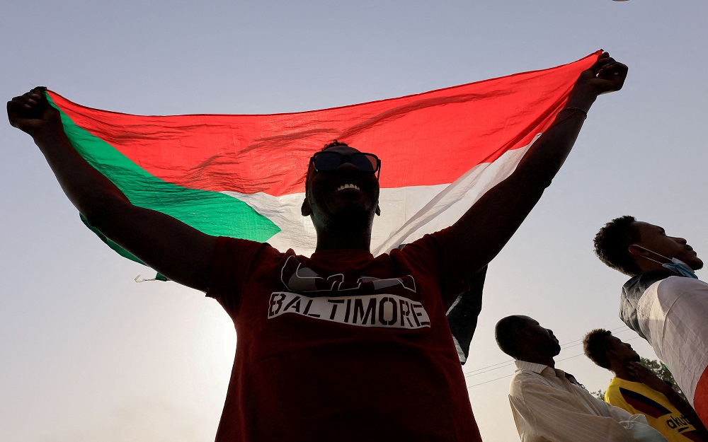 A protester marches during a rally against military rule following coup in Khartoum, Sudan February 10, 2022. u00e2u20acu2022 Reuters file pic