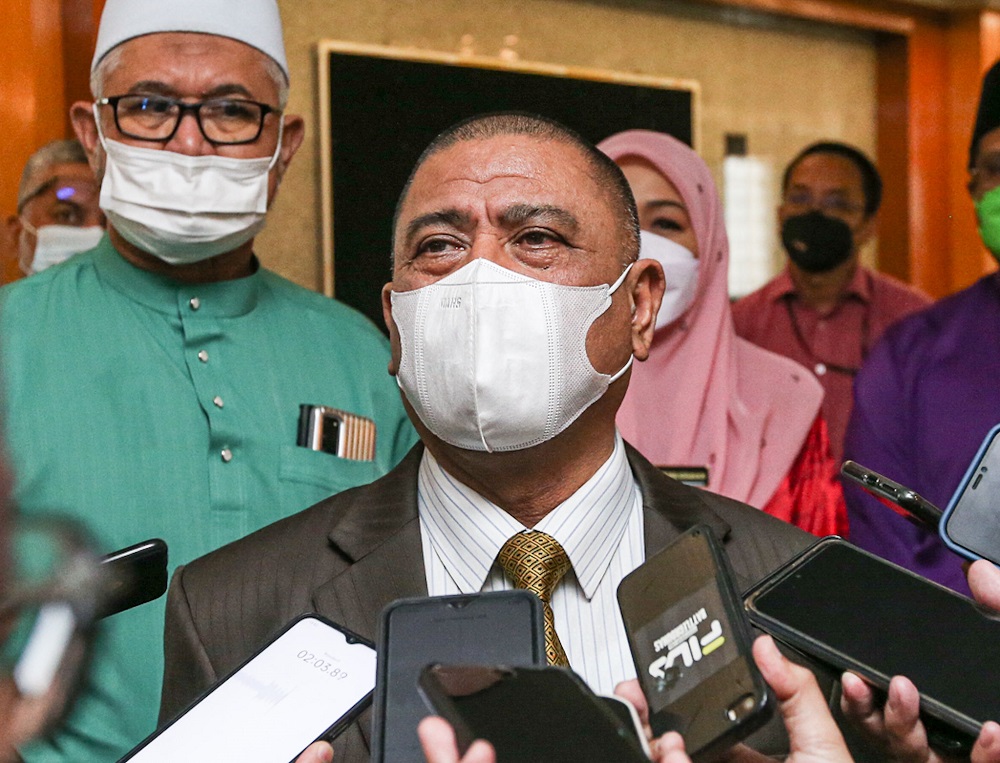 Perak Mentri Besar Datuk Seri Saarani Mohamad speaks to reporters in Ipoh April 20, 2022. u00e2u20acu2022 Picture by Farhan Najib