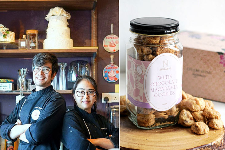 Sibling power: Sugar and I’s Syed Mohd Ilyas, 32, and Sharifah Nur Ilisa (left). White Chocolate Macadamia cookies (left).