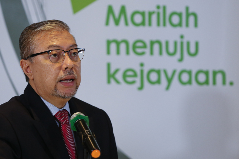 TH executive director Datuk Seri Syed Saleh Syed Abdul Rahman speaks during a press conference at its headquarters in Kuala Lumpur, April 22, 2022. u00e2u20acu201d Picture by Yusof Mat Isa
