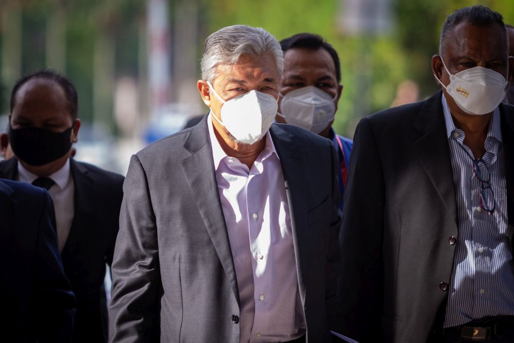 Datuk Seri Ahmad Zahid Hamidi is pictured at the Kuala Lumpur High Court April 13, 2022. u00e2u20acu201d Picture by Devan Manuel