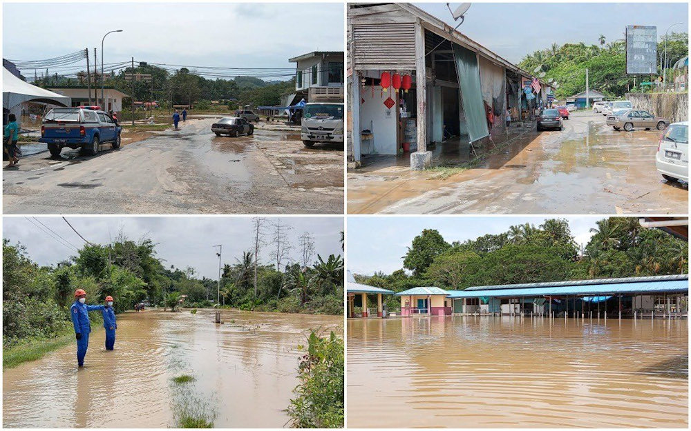 Several areas affected by floods here continue to recover as floodwaters recede, but a house suffered some damage when a landslip occurred this evening while several roads in Kota Belud were closed to all vehicles. u00e2u20acu201d Picture via Twitter/Bernama