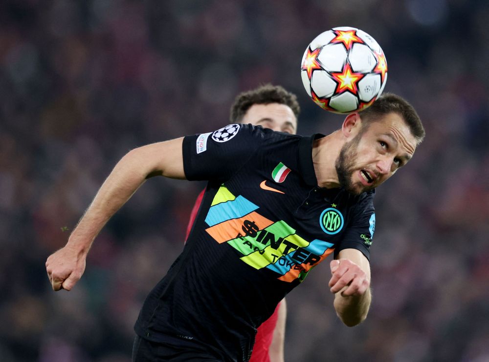 Inter Milan's Stefan de Vrij in action against Liverpool at Anfield, Liverpool March 8, 2022. u00e2u20acu201d Reuters pic