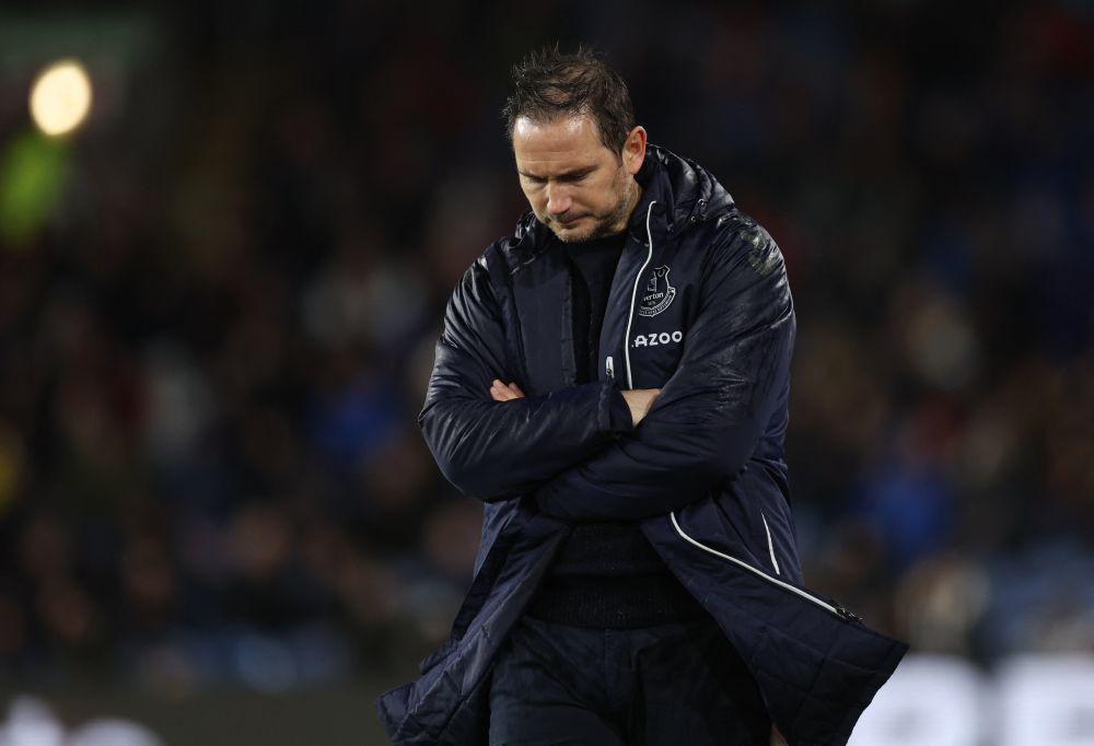 Everton manager Frank Lampard reacts during the game against Burnley at Turf Moor, Burnley April 6, 2022. u00e2u20acu201d Reuters pic