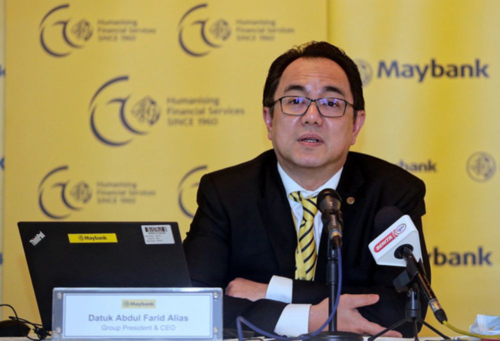 Maybank Group President and Chief Executive Officer Datuk Abdul Farid Alias speaking during Maybank Q2 press conference at Menara Maybank August 27, 2022. u00e2u20acu201d Bernama pic