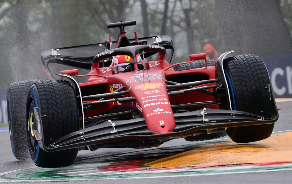Ferrariu00e2u20acu2122s Monegasque driver Charles Leclerc drives during the first practice session at the Autodromo Internazionale Enzo e Dino Ferrari race track in Imola, Italy, April 22, 2022, ahead of the Formula One Emilia Romagna Grand Prix. u00e2u20acu201d AFP picnn