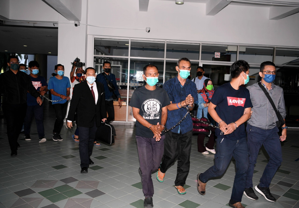 Eight Filipino security guards were sentenced to between four and 12 months imprisonment by the Magistratesu00e2u20acu2122 Court today for using fake identity cards and those belonging to others, April 8, 2022. u00e2u20acu201d Bernama pic 