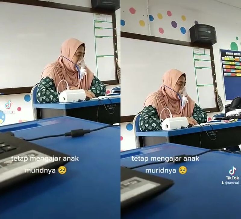 Despite her breathing difficulties, Syariau00e2u20acu2122h continues to teach her Form Six students. u00e2u20acu201d Picture via Twitter