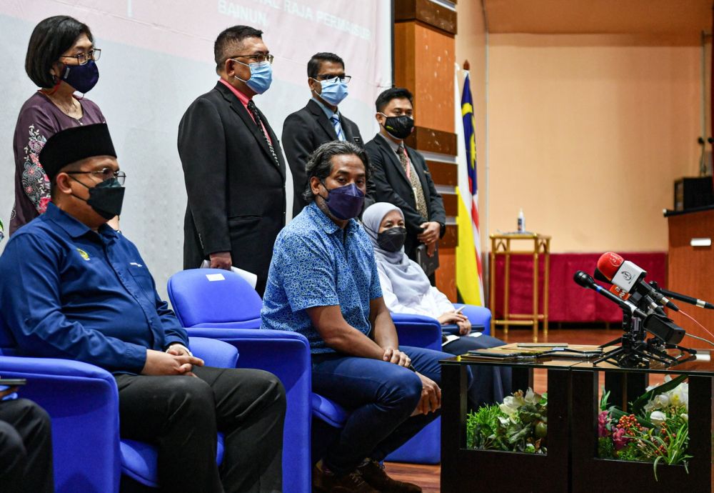 Health Minister Khairy Jamaluddin speaks during a press conference at Hospital Raja Permaisuri Bainun in Ipoh April 5, 2022. u00e2u20acu201d Bernama picnn