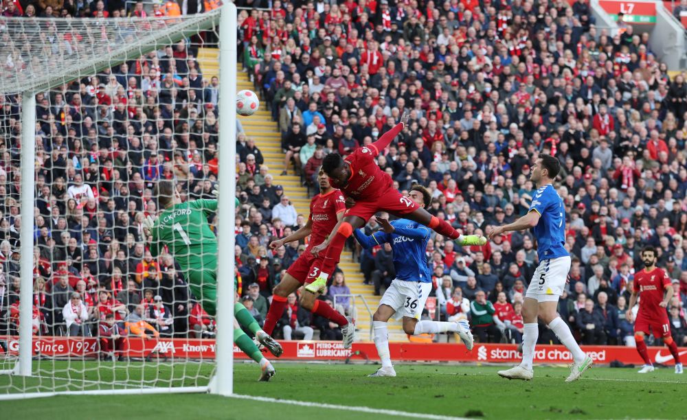 Liverpool's Divock Origi scores their second goal against Everton at Anfield, Liverpool April 24, 2022. u00e2u20acu201d Reuters pic