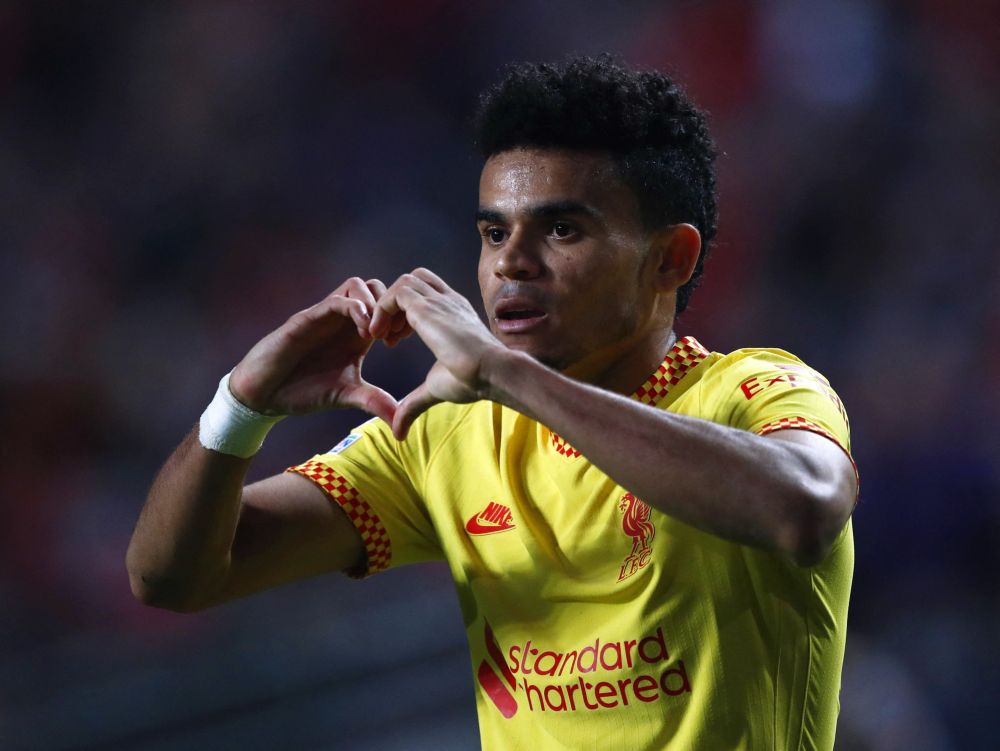 Liverpool's Luis Diaz celebrates scoring their third goal against Benfica at Estadio da Luz, Lisbon April 5, 2022. u00e2u20acu201d Reuters pic