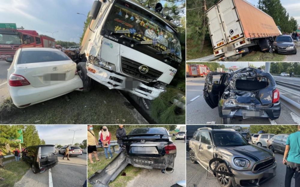 Nilai District Police chief Supt Mohd Fazley Ab Rahman said the incident occurred at about 5.50pm when a Nissan UD lorry carrying rolls of paper weighing about eight tonnes was heading from Melaka to Beranang, Selangor. u00e2u20acu201d Picture from Twitter/PDRM via B