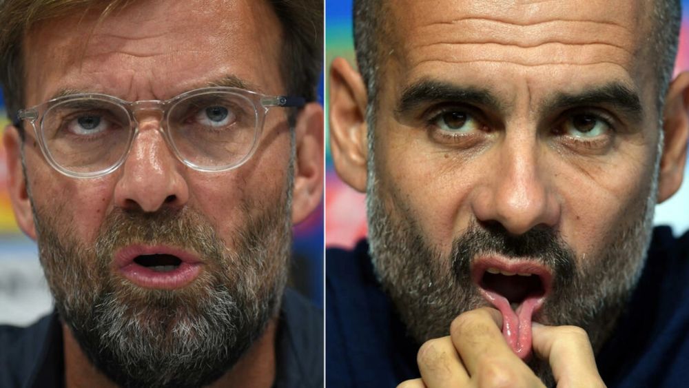 Liverpool manager Jurgen Klopp (left) and Manchester City boss Pep Guardiola are going head to head at the Etihad. u00e2u20acu201d AFP pic