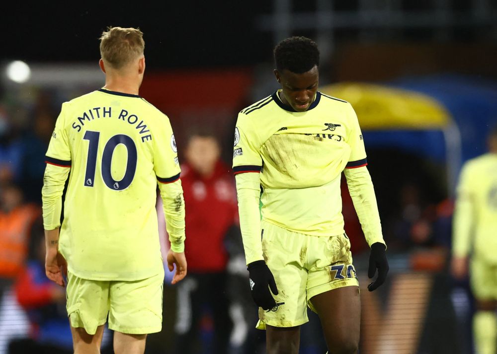 Arsenal's Eddie Nketiah looks dejected after the match against Crystal Palace at Selhurst Park, London April 4, 2022. u00e2u20acu201d Reuters pic n