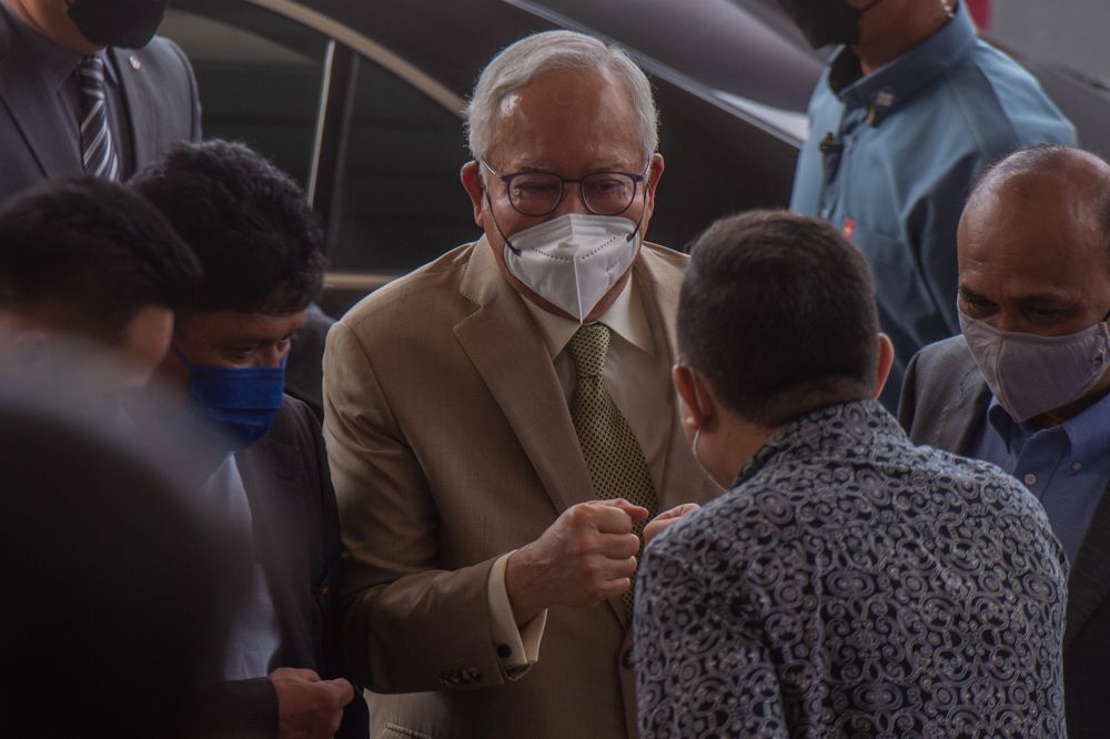 Datuk Seri Najib Razak arrives at the Kuala Lumpur High Court April 13, 2022. 