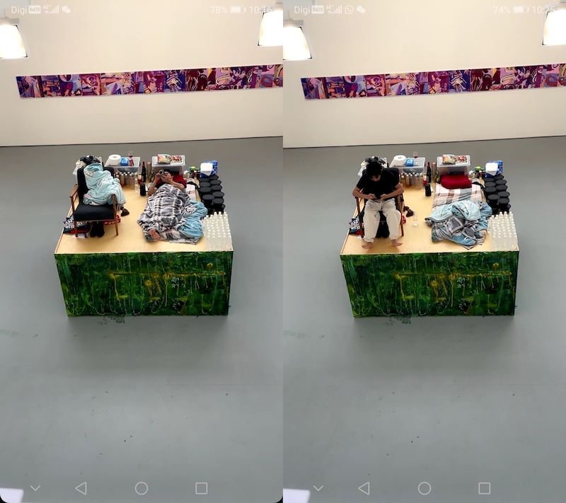 Screenshots from Pang’s live stream, showing him going about his day. — Pictures via WeChat/ Star Gallery