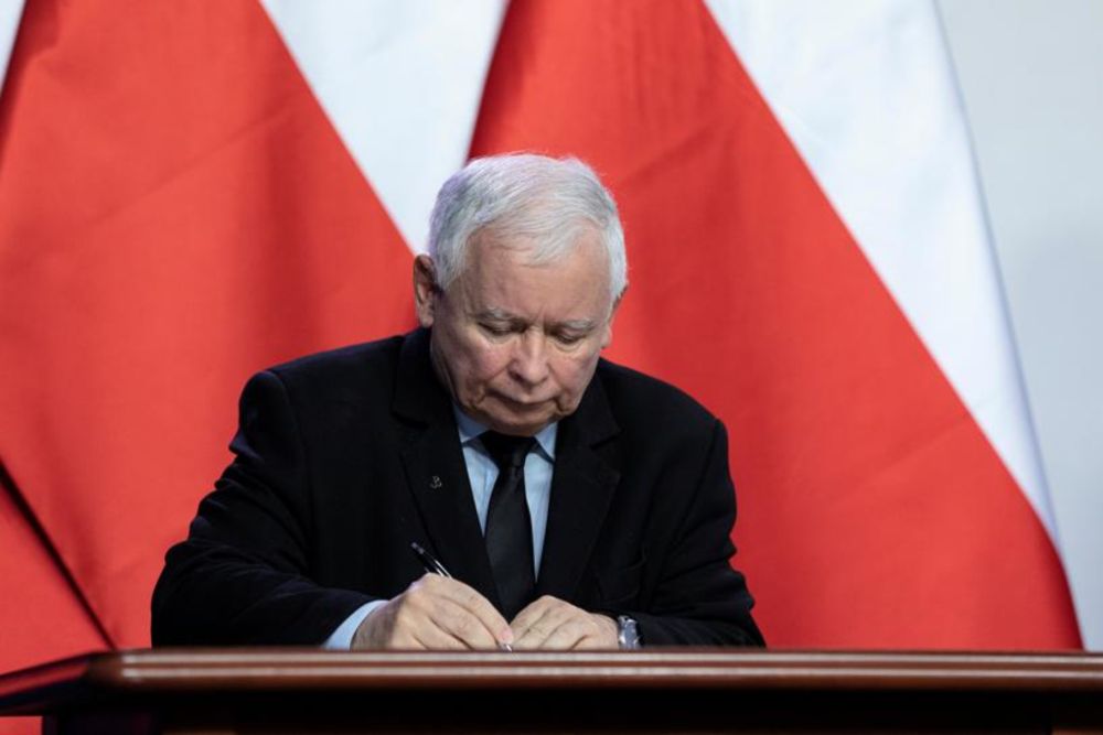 File picture shows Law and Justice leader Jaroslaw Kaczynski signing coalition agreement in Warsaw, Poland, September 26, 2020. u00e2u20acu201d Reuters pic