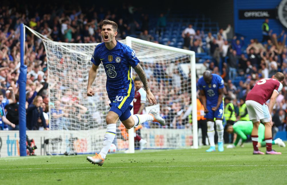 Chelsea's Christian Pulisic celebrates scoring their first goal against West Ham United at Stamford Bridge, London April 24, 2022. u00e2u20acu201d Reuters pic