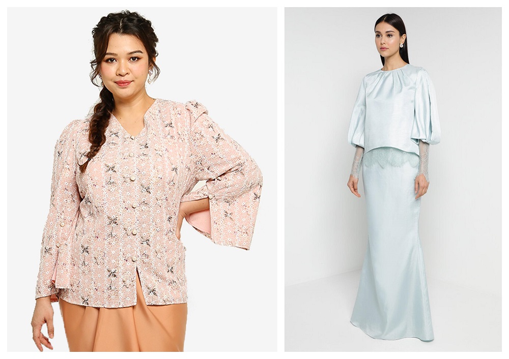 From left: Lubna’s Raya range for nursing mothers and plus size women and NH by Nurita Harith’s Aurora Kurung. ― Pictures courtesy of Zalora