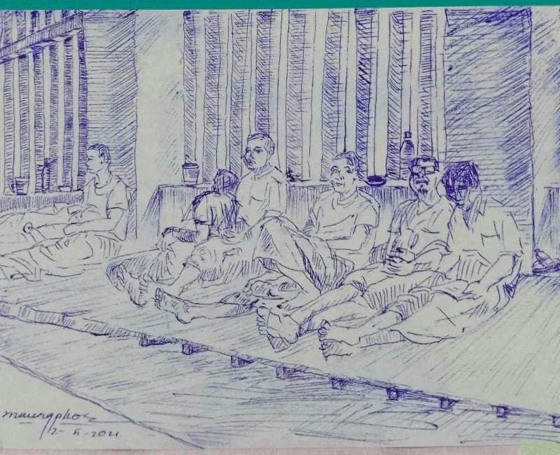 A smuggled sketch shows people inside of Myanmaru00e2u20acu2122s Insein prison in this undated picture obtained by Reuters. u00e2u20acu201d Reuters pic