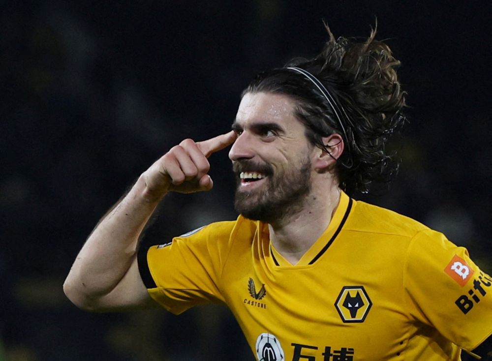 Wolverhampton Wanderers' Ruben Neves celebrates scoring their fourth goal against Watford at the Molineux  Stadium, Wolverhampton March 10, 2022. u00e2u20acu201d Reuters picn