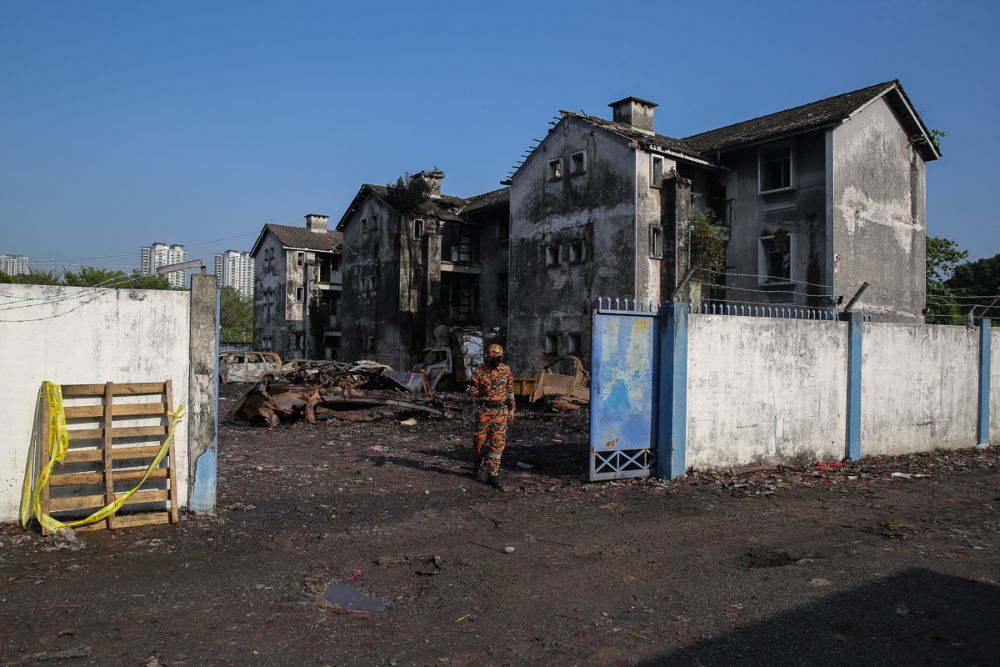 A general view of the Sentul police headquarters following a blaze at its storage yard April 27, 2022. u00e2u20acu201d Picture by Yusof Mat Isa