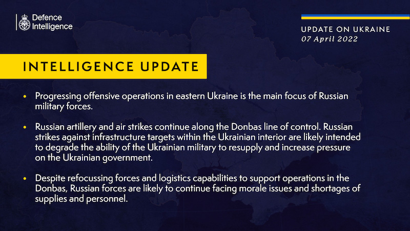 The UK govt shared current updates on Russia's movement on Donbas. u00e2u20acu201d Twitter screenshot