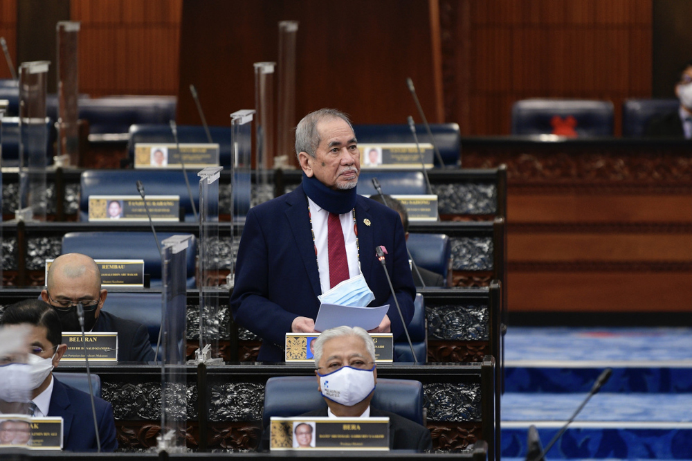 De facto law minister Datuk Seri Wan Junaidi Tuanku Jaafar at the Dewan Rakyat, April 11, 2022. u00e2u20acu201d Bernama pic 