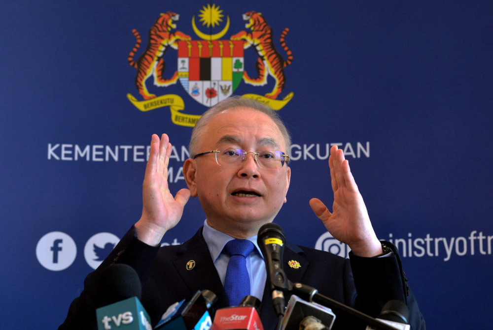 Transport Minister Datuk Seri Wee Ka Siong speaks at a press conference after chairing the National Logistics Task Force meeting in Putrajaya, April 21, 2022. u00e2u20acu201d Bernama pic 