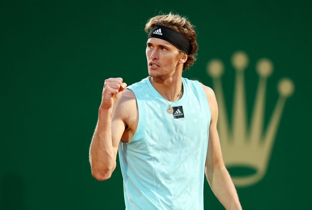 Germany's Alexander Zverev reacts during his second round match against Argentina's Federico Delbonis at the Monte-Carlo Country Club, France April 13, 2022. u00e2u20acu201d Reuters pic