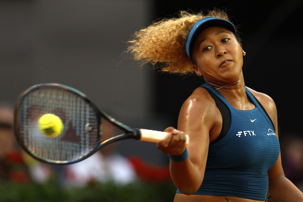 Japan's Naomi Osaka in action during her second round match against Spain's Sara Sorribes Tormo, Madrid May 1, 2022. u00e2u20acu201d Reuters pic 