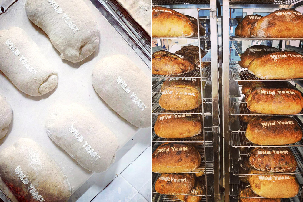 Each loaf of Wild Yeast Bakery’s sourdough bread is branded with its name.