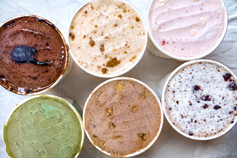 Flavours include (clockwise from top left) Triple Chocolate, Biscoff, Strawberry Marshmallow, Oreos Cookies & Cream, Coffee and Matcha.