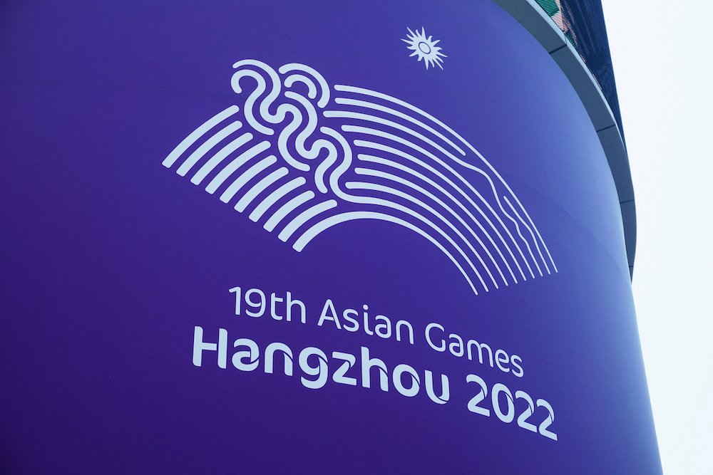 A logo of the 2022 Asian Games is seen in Hangzhou May 6, 2022. u00e2u20acu201d AFP pic