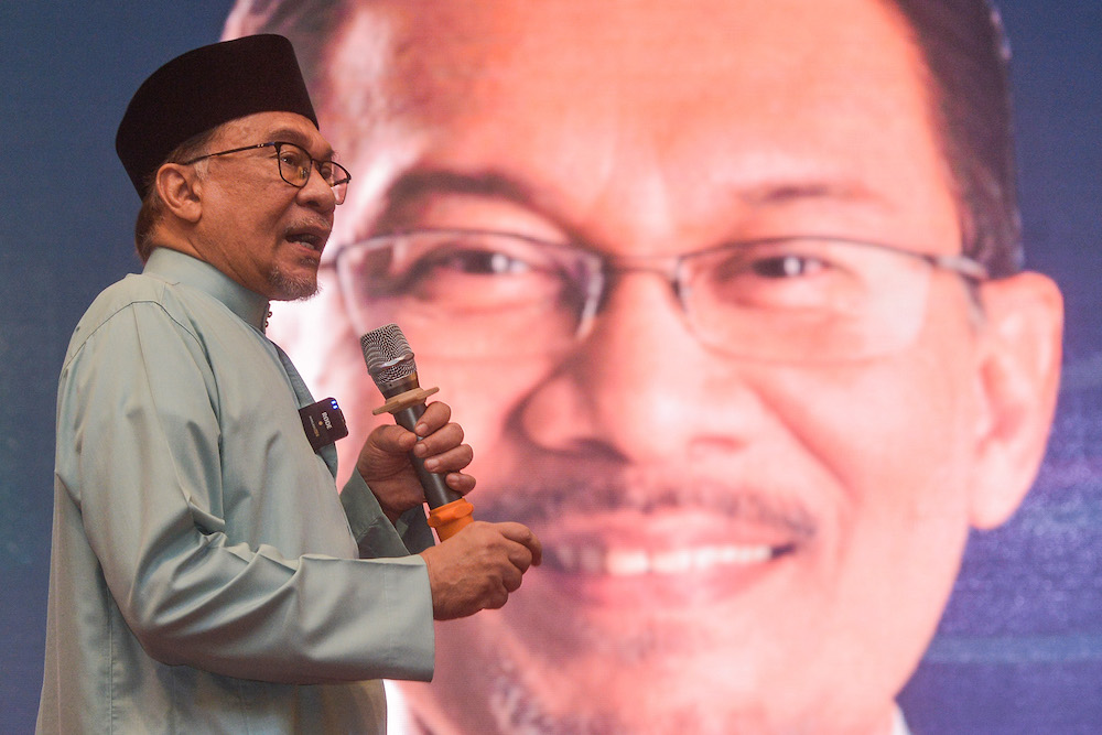 PKR President Datuk Seri Anwar Ibrahim speaks at the Konvensyen Generasi Keadilan 2022 in Petaling Jaya May 8,2022. u00e2u20acu201d Picture by Miera Zulyana