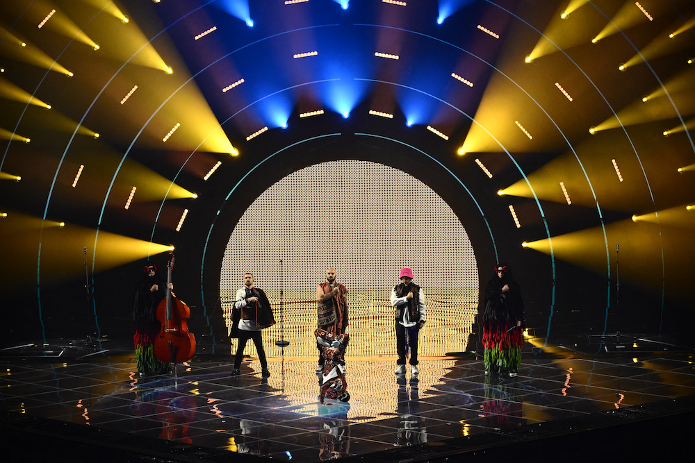 Members of the band u00e2u20acu02dcKalush Orchestrau00e2u20acu2122 perform on behalf of Ukraine during the first semifinal of the Eurovision Song contest 2022 on May 10, 2022 at the Palalpitour venue in Turin. u00e2u20acu201d AFP pic