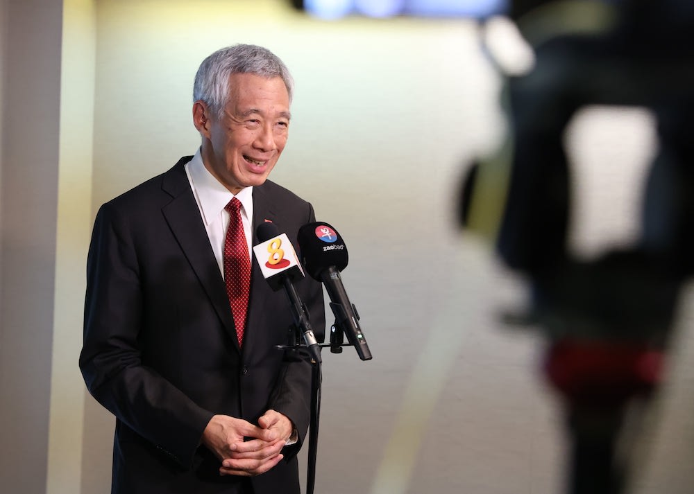 Prime Minister Lee Hsien Loong speaking to Singapore media following the Asean-US Special Summit in Washington, DC. u00e2u20acu201d Ministry of Communications and Information handout via TODA
