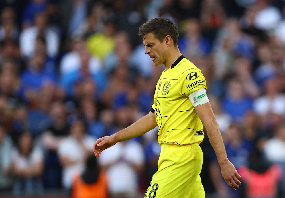 Chelsea's Cesar Azpilicueta looks dejected after he misses a penalty during the shoot-out, May 15, 2022. u00e2u20acu201d Reuters pic 