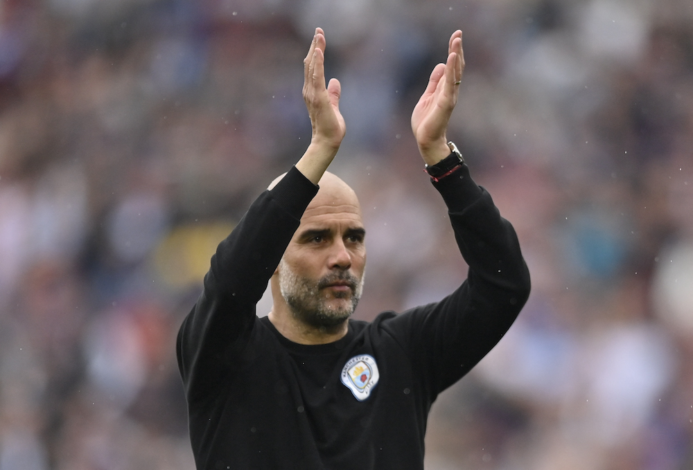 Pep Guardiola applauds the fans after the match, London May 15, 2022. u00e2u20acu201d Reuters pic 