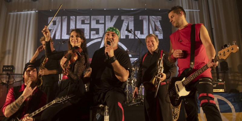 Moscow-born lead singer Georgij Makazaria and Ukrainian bassist Dimitrij Miller co-founded S.oviet nostalgia ska-punk band Russkaja. u00e2u20acu201d AFP pic